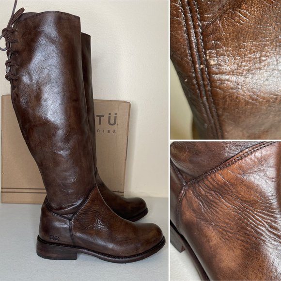 New BED STU Manchester Teak Distressed Riding Boots Size 9 - Picture 3 of 16